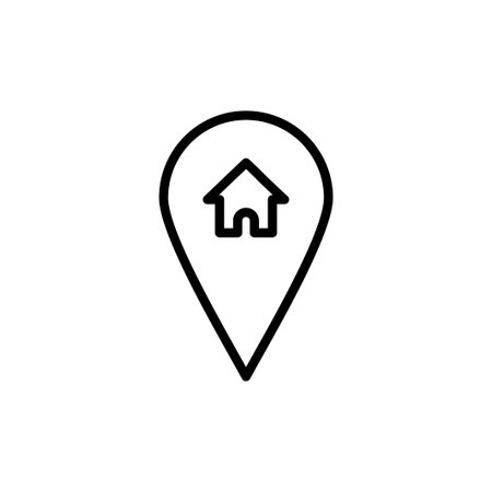 Address symbol icon vector isolated on white background . address icon vector. home location iconのイラスト素材