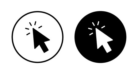 Click icon vector isolated on white background. Cursor icon. Computer mouse click cursor black arrow icons. pointer arrowのイラスト素材