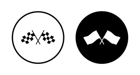 Race flag icon vector isolated on white background. Competition sport flag line vector icon. Racing flag. Start finish flag. Checkered. Startのイラスト素材