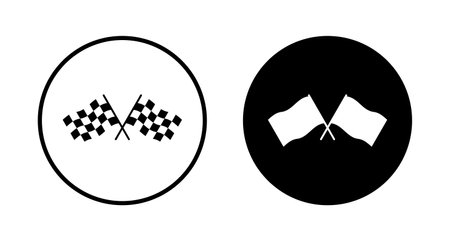 Race flag icon vector isolated on white background. Competition sport flag line vector icon. Racing flag. Start finish flag. Checkered. Startのイラスト素材