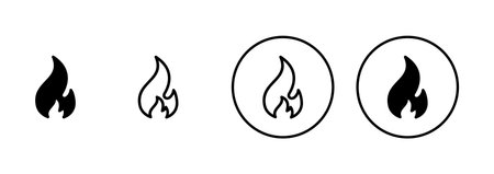 Fire icon vector isolated on white background. Fire flame icon template. Fire flames symbol vectorのイラスト素材