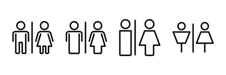 Toilet icon vector isolated on white background. Toilet sign. Man and woman restroom sign vector. Male and female iconのイラスト素材