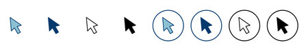 Click icon vector isolated on white background. Cursor icon. Computer mouse click cursor black arrow icons. pointer arrowのイラスト素材
