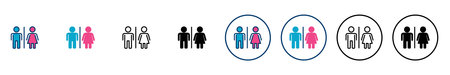 Toilet icon vector isolated on white background. Toilet sign. Man and woman restroom sign vector. Male and female iconのイラスト素材