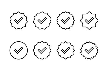 verified icon vector isolated on white background. verification check mark. approved iconのイラスト素材