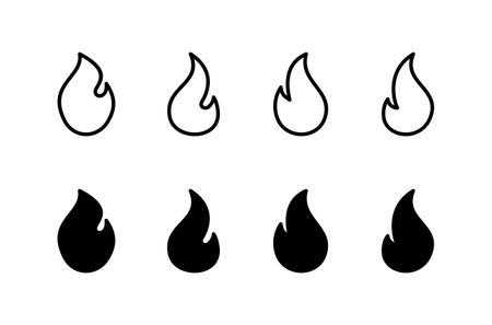 Fire icon vector isolated on white background. Fire flame icon template. Fire flames symbol vectorのイラスト素材