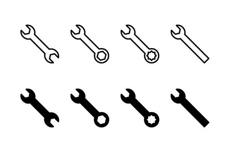 wrench icon vector isolated on white background. Wrench vector icon. Spanner symbolのイラスト素材