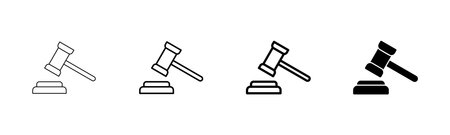 Gavel icon vector isolated on white background. Hammer icon vector. Judge Gavel Auction Icon Vector. Bidのイラスト素材