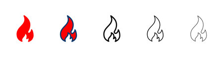 Fire icon vector isolated on white background. Fire flame icon template. Fire flames symbol vectorのイラスト素材