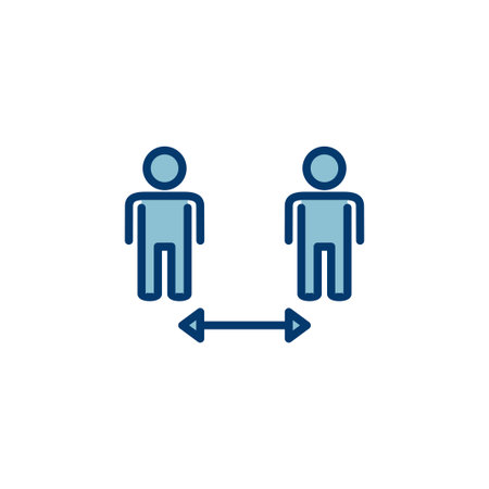 Social distancing icon vector isolated on white background. Keep distance sign. Coronavirus. Social Distancing and Self Quarantine.のイラスト素材