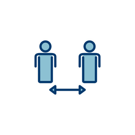 Social distancing icon vector isolated on white background. Keep distance sign. Coronavirus. Social Distancing and Self Quarantine.のイラスト素材