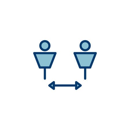 Social distancing icon vector isolated on white background. Keep distance sign. Coronavirus. Social Distancing and Self Quarantine.のイラスト素材