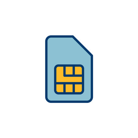 Sim card icon vector isolated on white background. Mobile slot icon. Mobile cellular phone sim card chip.のイラスト素材