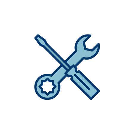 Repair icon vector isolated on white background. Wrench and screwdriver icon. settings vector icon. Maintenance. toolsのイラスト素材