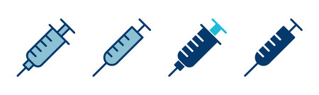 Syringe icon vector isolated on white background. injection iconのイラスト素材