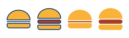 Hamburger icon vector isolated on white background. Burger and hamburger icon. Fast food vector iconのイラスト素材
