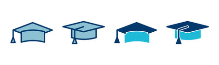 Education icon vector isolated on white background. Graduation cap icon. Graduate. Students capのイラスト素材
