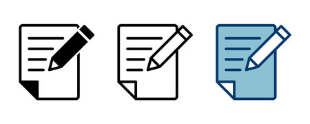 Note icon vector isolated on white background. Taking note icon vector. Edit line icon. Document write. Content writingのイラスト素材