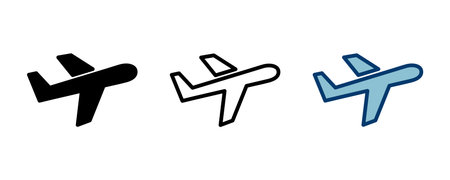Plane icon vector isolated on white background. Aeroplane vector icon. Flight transport symbol. Travel element illustration. Holiday symbol. Airplaneのイラスト素材