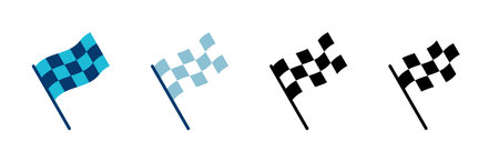 Race flag icon vector isolated on white background. Competition sport flag line vector icon. Racing flag. Start finish flag. Checkered. Startのイラスト素材