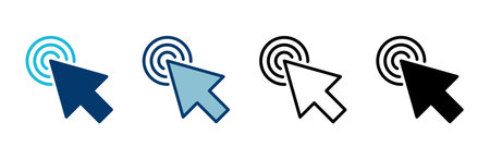 Click icon vector isolated on white background. Cursor icon. Computer mouse click cursor black arrow icons. pointer arrowのイラスト素材
