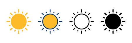 Sun icon vector isolated on white background. Sun vector iconのイラスト素材