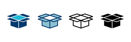 Box icon vector isolated on white background. Cardboard box, packaging open. Box vector iconのイラスト素材