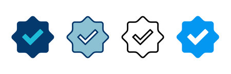 verified icon vector isolated on white background. verification check mark. approved iconのイラスト素材