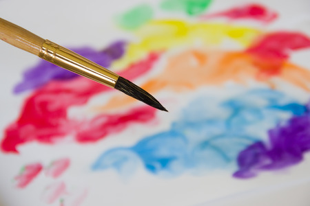 Wet  brush to draw close up on a background of the drawing.