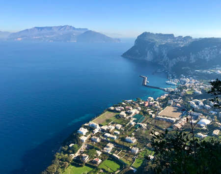 View from the gardens of Augustus, Capri Island, Naples Italyの写真素材