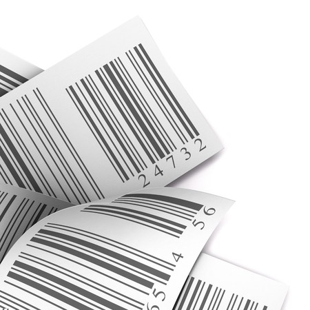 barcodes stickers with differents colours over a white backgroundの写真素材