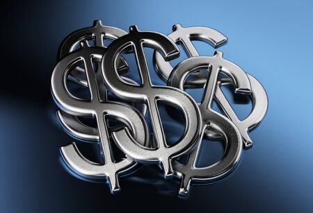 us dollar sign over a blue backgroundの写真素材