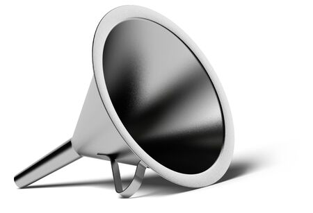 metal funnel over a white background with shadowの写真素材