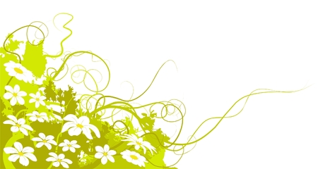 spring flowers and green landのイラスト素材