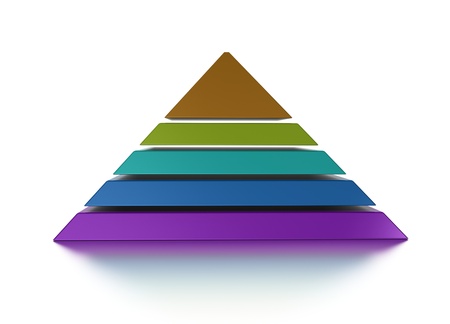 3D pyramid chart vue from front, graph is layered の写真素材