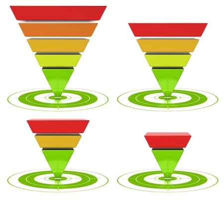 conversion funnel with customizable inverted pyramid over a white backgroundの写真素材