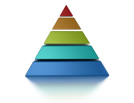 sliced pyramic, 5 levels isolated over a white backgroundの写真素材