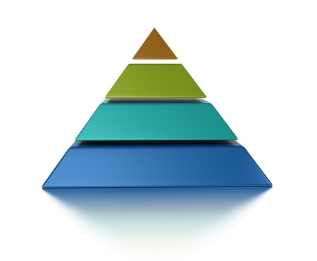 sliced pyramic, 4 levels isolated over a white backgroundの写真素材