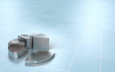 financial 3D pie chart onto a perspective backgroundの写真素材