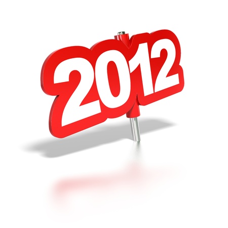 2012 red tag, white background with reflectionの写真素材
