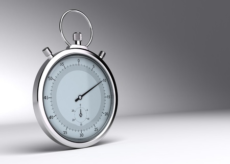 stopwatch over grey background with copy spaceの写真素材