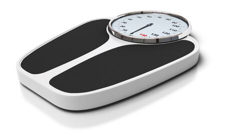 bathroom scales over a white background の写真素材