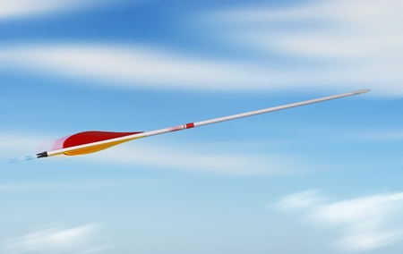 arrow throwing into the blue sky sith speed effect, concept of rapidityの写真素材