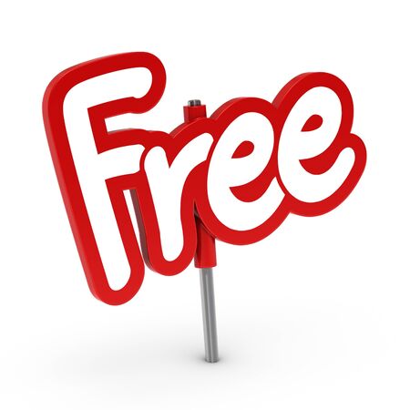 free tag over white background the sign color is redの写真素材