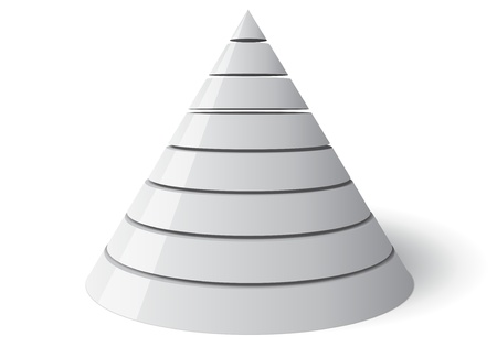 Eight level conical shape, easily customizable from 1 to 8 slices  The cone is white with a shadow on the floorのイラスト素材