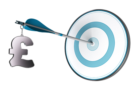 One gbp symbol fixed on an arrow  Conceptual image suitable for financial investment in UK, asset management or financial advisory の写真素材