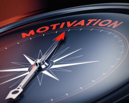 Compass needle pointing the word motivation  Concept image, illustration of motivational quotes  3D render with blur effect の写真素材