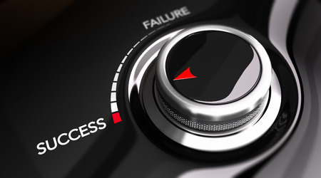 Button pointing the word success  Concept image for illustration of motivation improvement or individual efficiency の写真素材