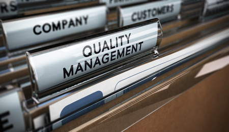 Folder tabs with focus and blur effect. Business concept image for illustration of quality management system.の写真素材