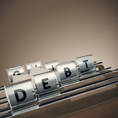 folder with the word debt with blur effect and perspectiveの写真素材